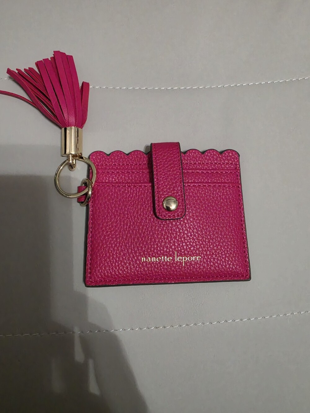 Nanette Lepore Pink Card Case with Tassel Key Ring